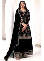 Chinnon Black Wedding Wear Printed Plazzo Suit